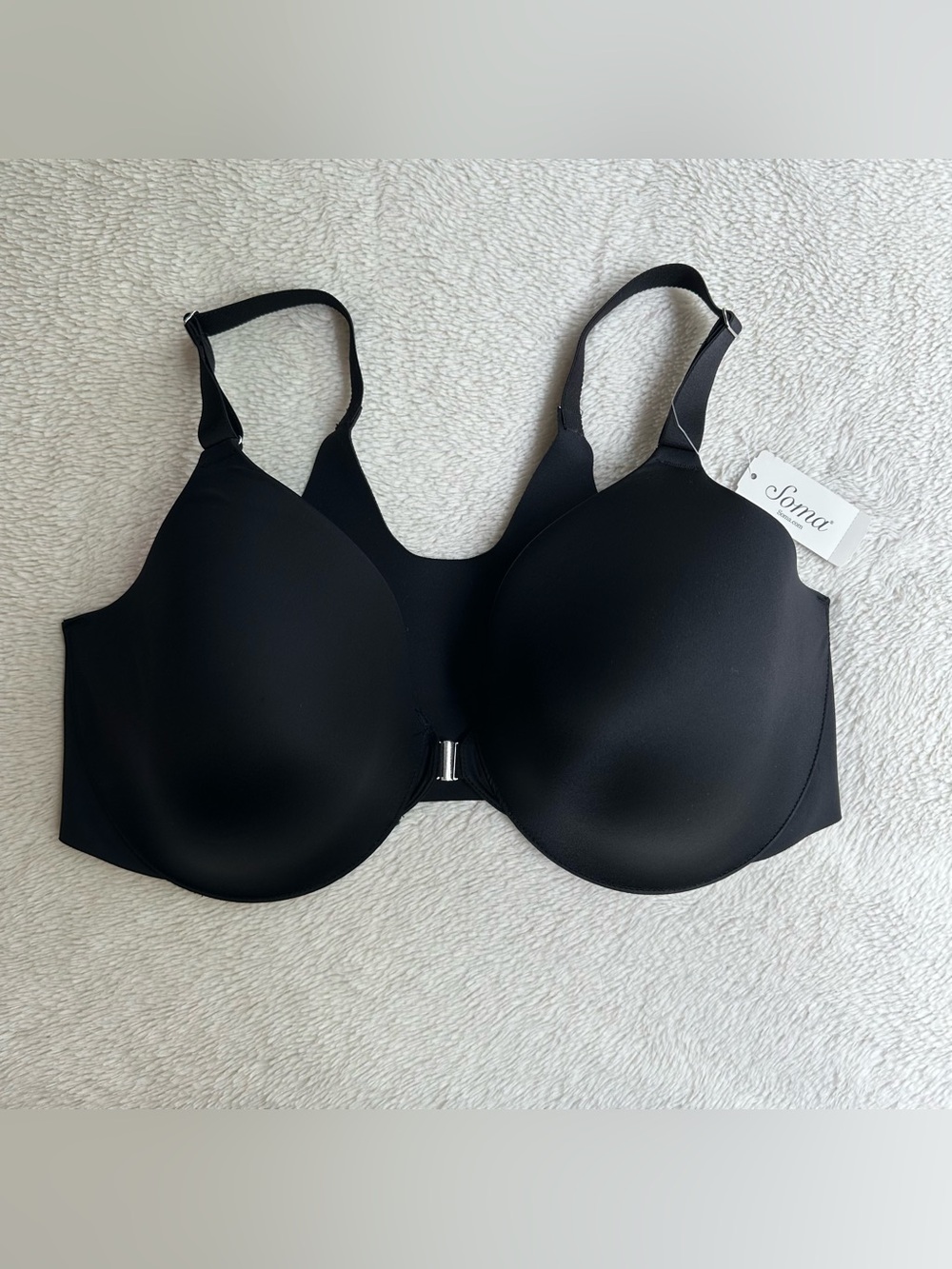 NWT Soma Vanishing Back Full Coverage Front Close Bra Seamless Black 38DDD